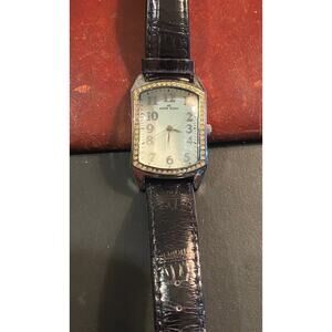 Women's 27mm silver Tone Anne Klein Watch, Crystal Accents, MOP Face